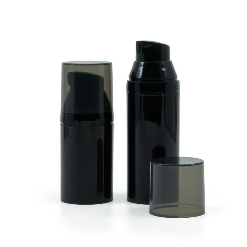 Flacon Airless en plastique noir, 30 ml