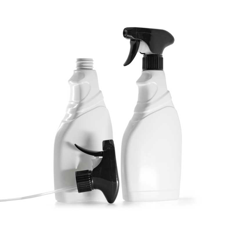 Bouteille de détergent blanche en plastique, vaporisateur à gâchette noir, 500 ml