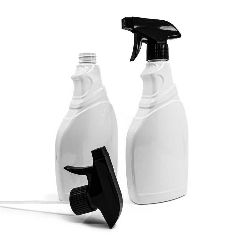 Bouteille en plastique pour détergent blanc, spray noir 500 ml