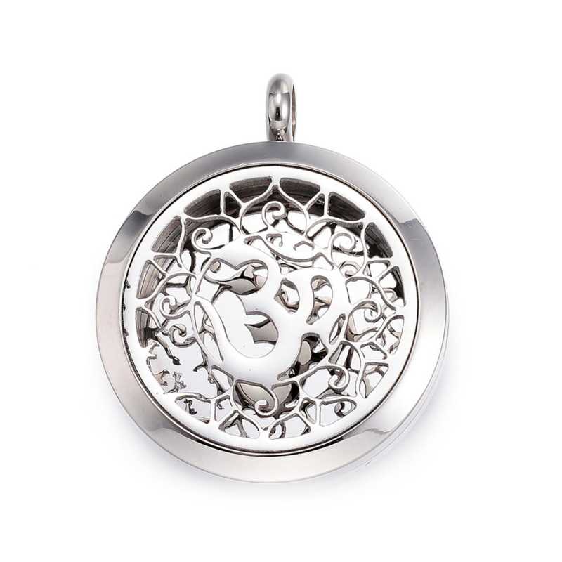 Pendentif diffuseur, acier chirurgical, symbole Om
