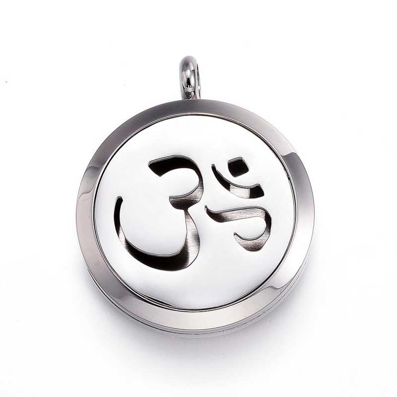 Pendentif diffuseur, acier chirurgical, symbole mantra ÓM