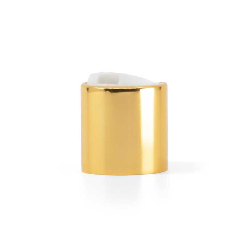 Flip Top en plastique blanc avec collerette en aluminium doré, 24/410