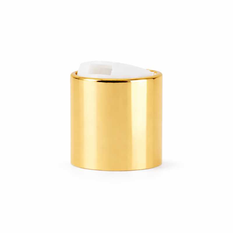 Bouchon disc-top, aluminium + PP, doré, centre blanc, 24/410