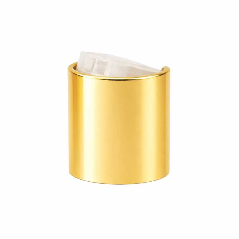Bouchon disc-top, aluminium + plastique, doré, centre transparent, 24/410