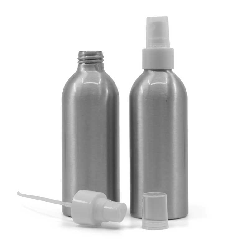Flacon en aluminium, blanc FIne Mist Spray, 200 ml