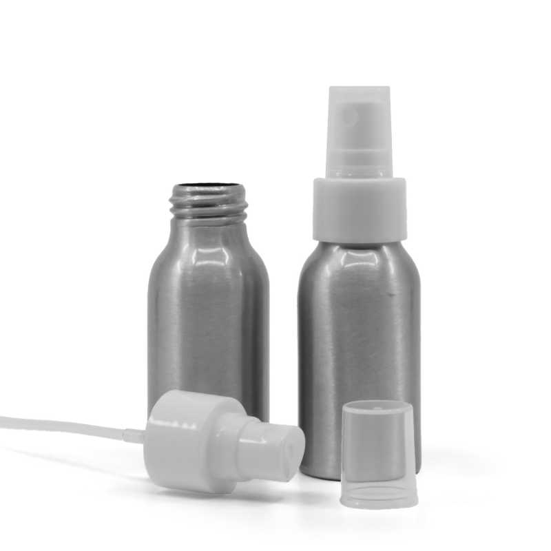 Flacon en aluminium, spray fin blanc, 50 ml
