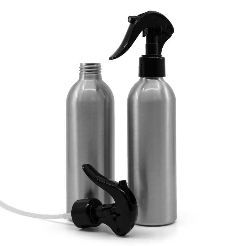 Bouteille en aluminium, vaporisateur à gâchette noir, 225 ml
