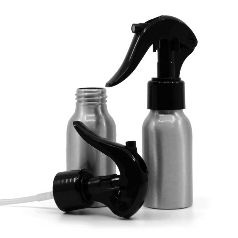 Bouteille en aluminium, vaporisateur à gâchette noir, 50 ml