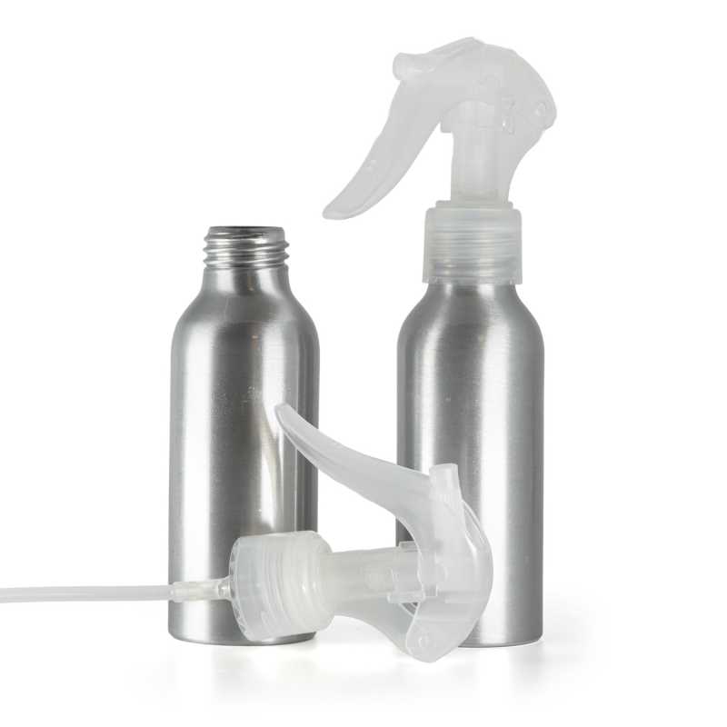 Flacon en aluminium, mini-vaporisateur à gâchette, transparent, 100 ml