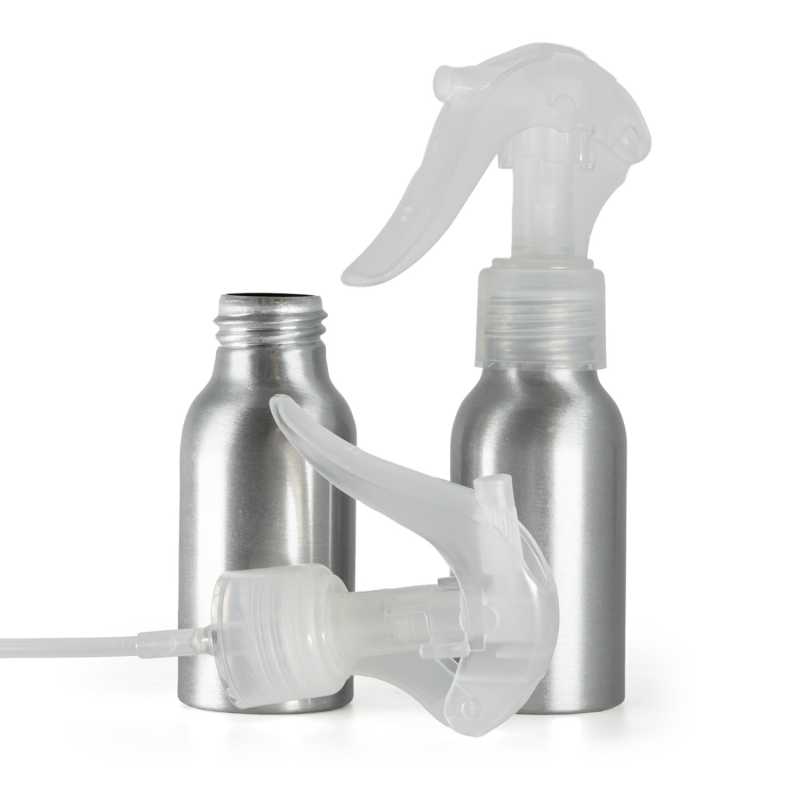 Flacon en aluminium, mini-vaporisateur à gâchette, transparent, 50 ml