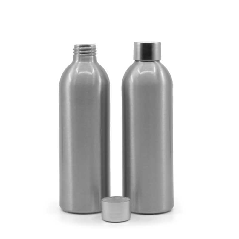 Bouteille en aluminium avec bouchon en argent mat, 225 ml