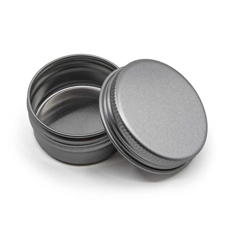 Pot en aluminium argenté, 15 ml, couvercle, 39 mm