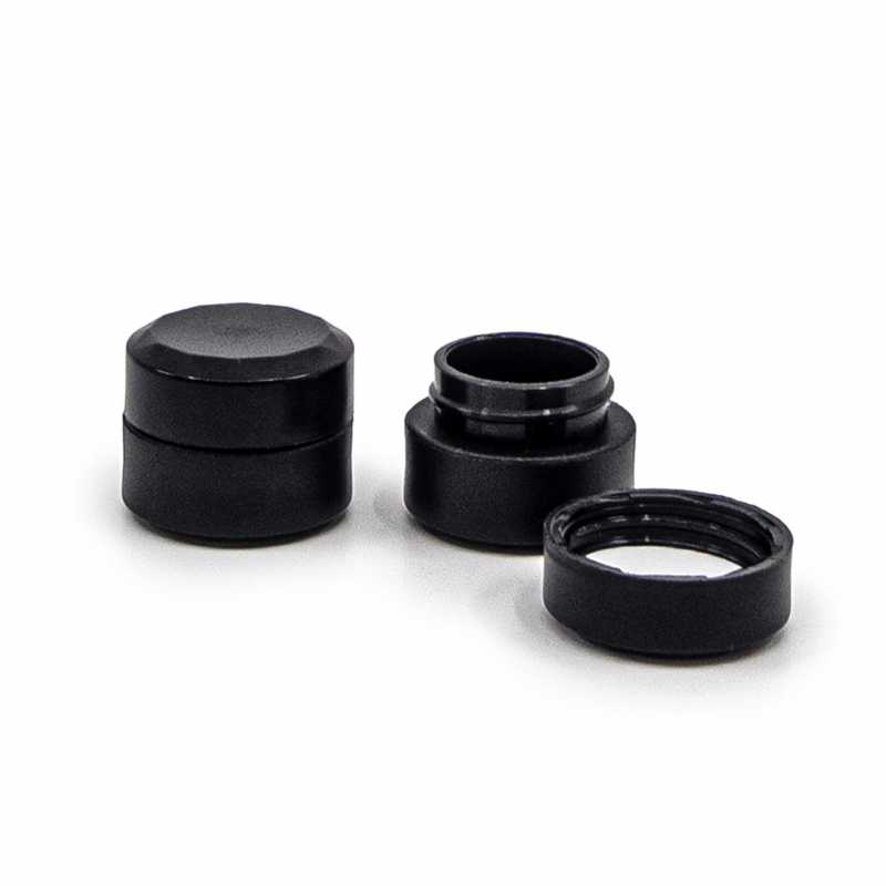 Base de pot cosmétique en plastique, noir mat, 1,5 ml