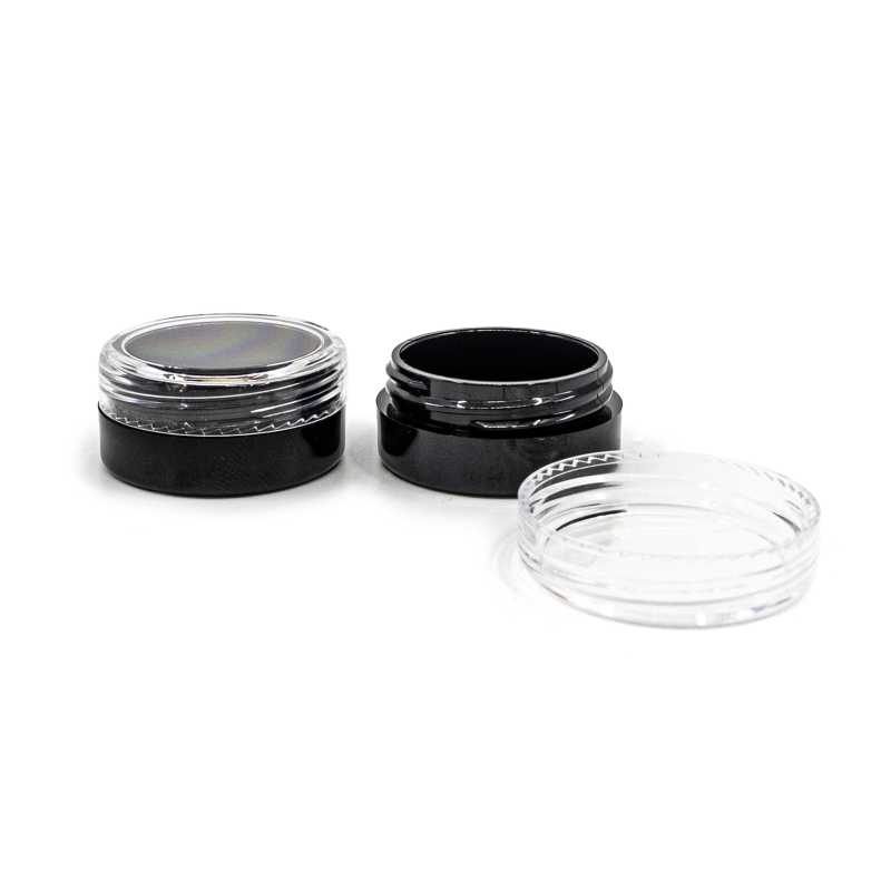 Flacon plastique, noir, bouchon transparent, 3 ml