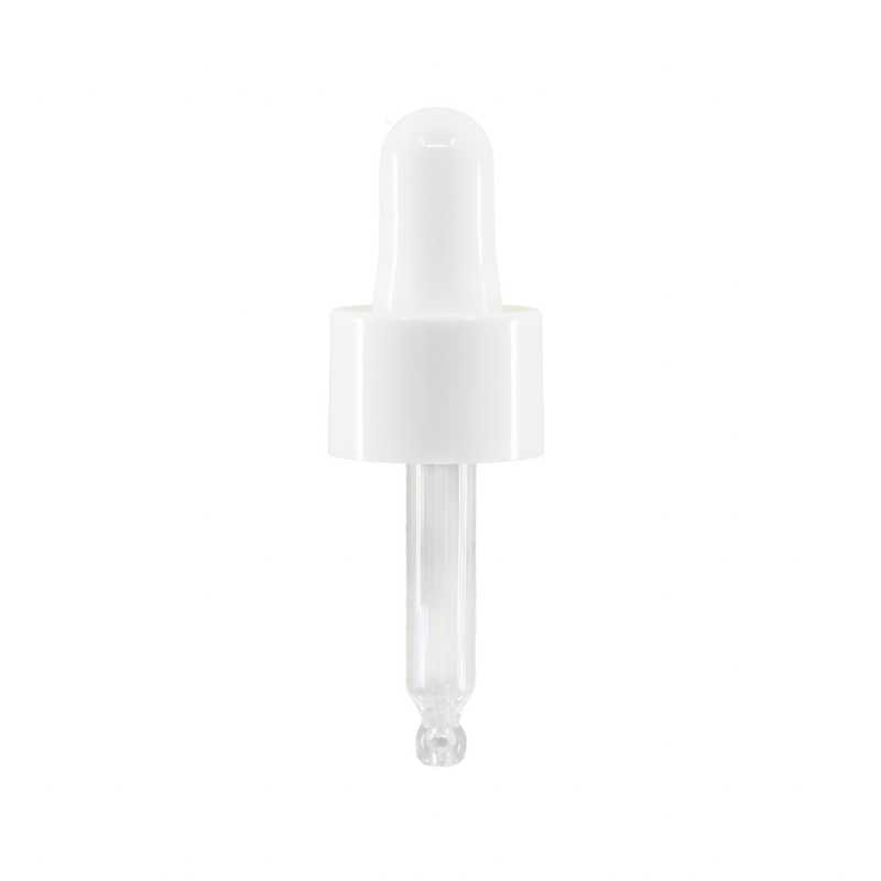 Compte-gouttes en verre, blanc brillant, 44 mm