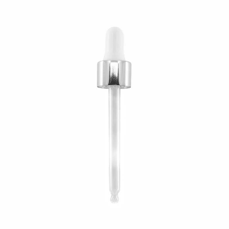 Compte-gouttes en verre, argent brillant, 84 mm