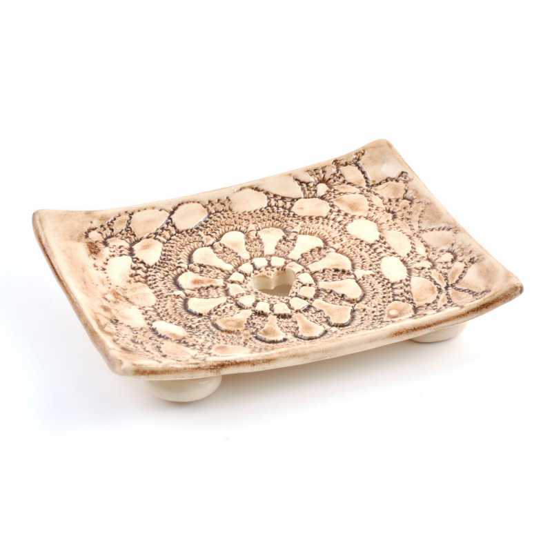 Porte-savon en céramique, dentelle