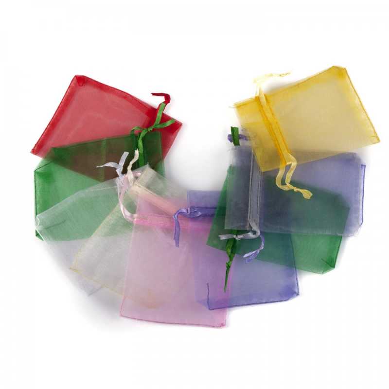 Sac en organza, 7x9 cm, couleurs mélangées, 10 pièces