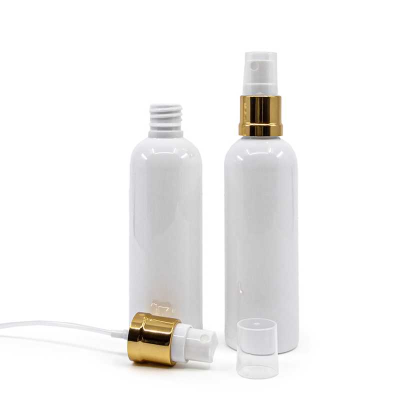 Flacon en plastique blanc, 18/410, spray blanc doré, 100 ml