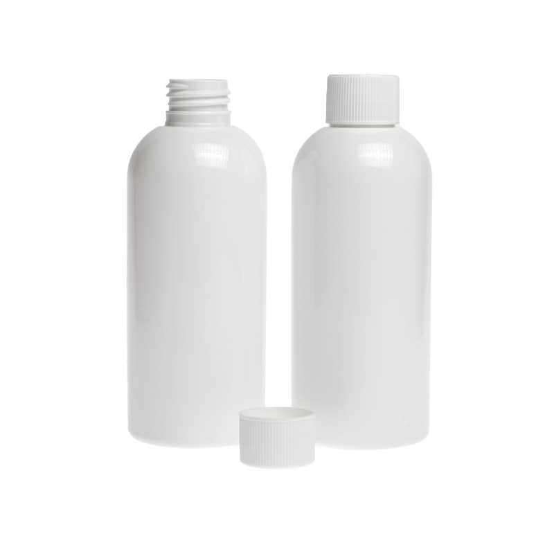 Bouteille en plastique blanc, bouchon blanc, 300 ml