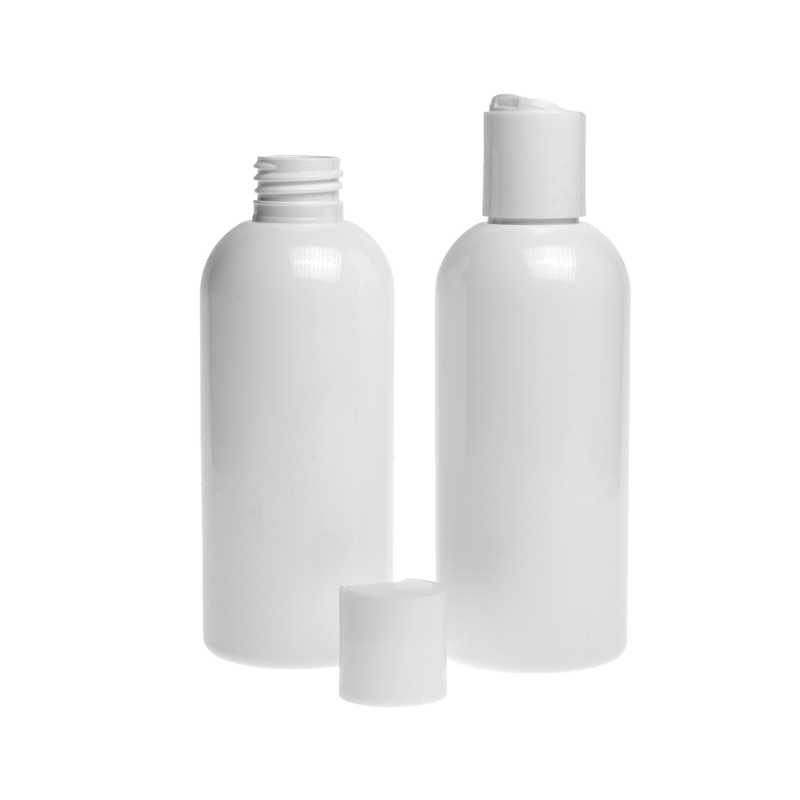 Bouteille en plastique blanc, bouchon à disque blanc, 300 ml