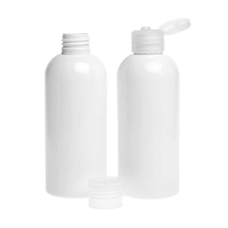 Bouteille en plastique blanc, couvercle transparent, 300 ml