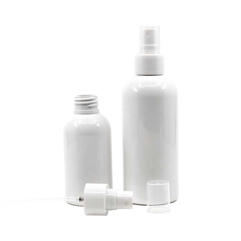 Flacon en plastique blanc, vaporisateur fin blanc, 150 ml
