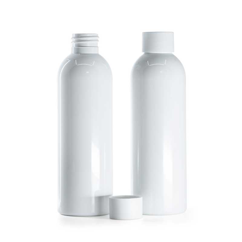 Flacon plastique blanc avec bouchon blanc mat 200 ml