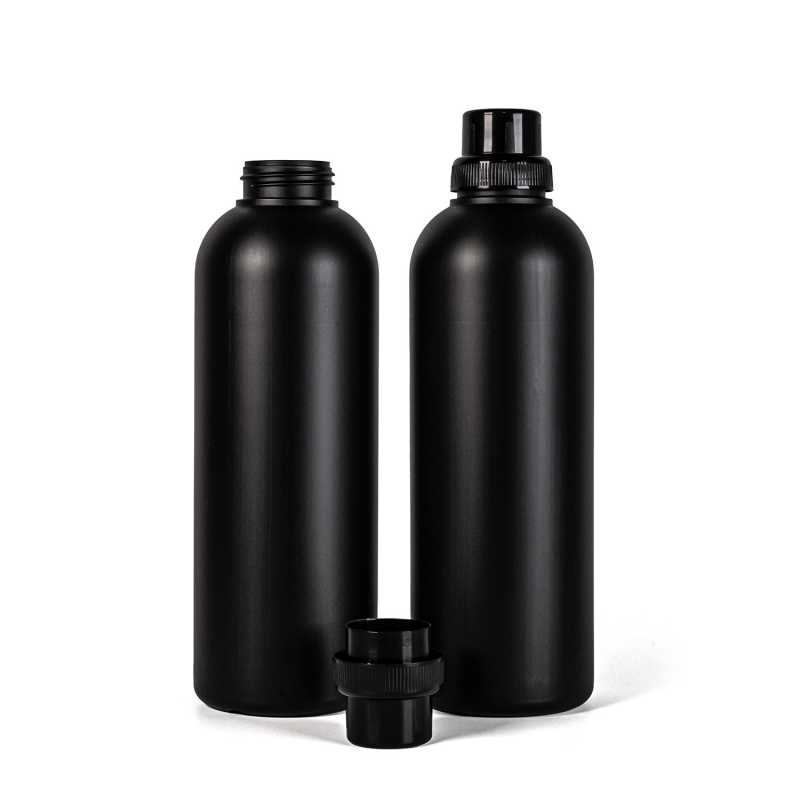 Bouteille plastique noire, bouchon noir 2, 1 l