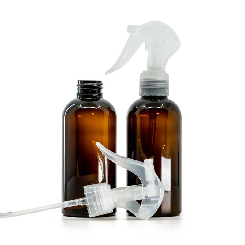 Flacon en plastique ambré, Mini Trigger Spray, Transparent, 150 ml