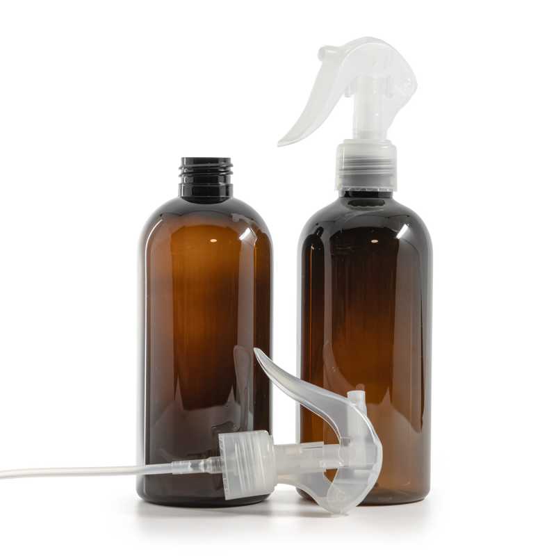 Bouteille en plastique ambrée, Mini Trigger Spray, Transparent, 300 ml
