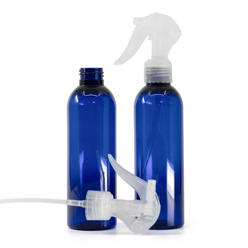 Flacon en plastique bleu, Mini Trigger Spray, Transparent, 200 ml
