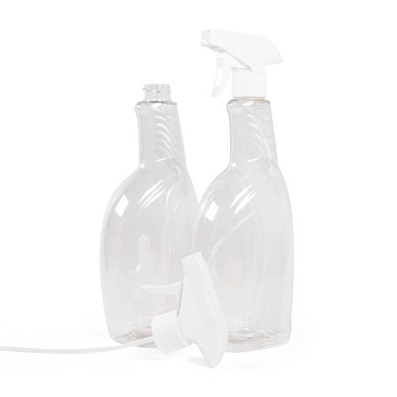 Bouteille de détergent transparente en plastique avec gâchette blanche, 750 ml