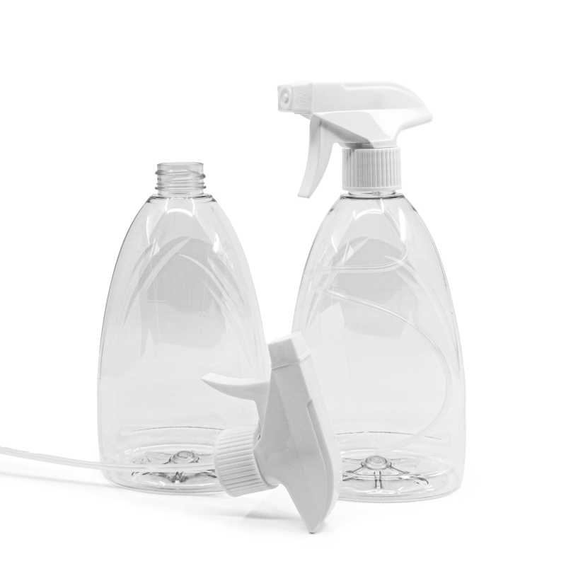 Bouteille de savon en plastique transparent, vaporisateur à gâchette blanc, 500 ml