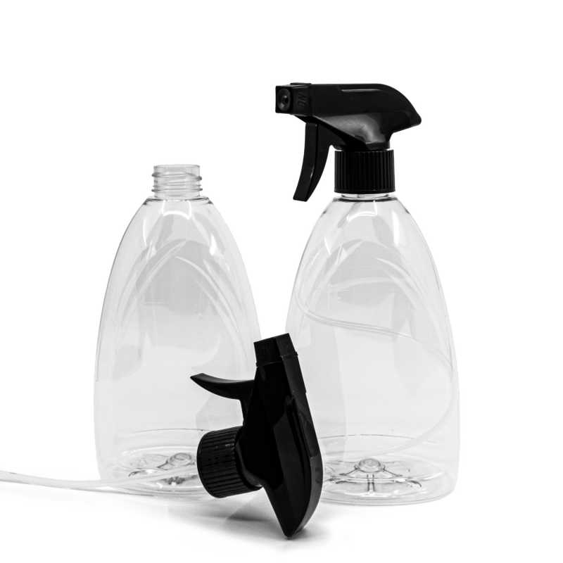 Bouteille de savon en plastique transparent, vaporisateur à gâchette noir, 500 ml