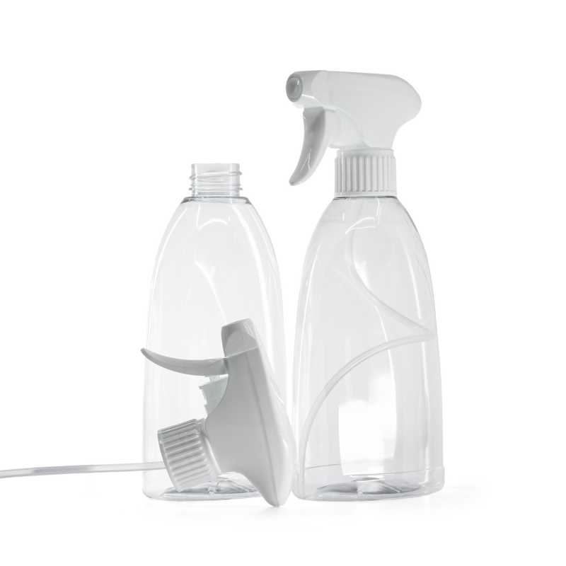Flacon en plastique transparent pour savon, pulvérisateur à gâchette blanc, 500 ml