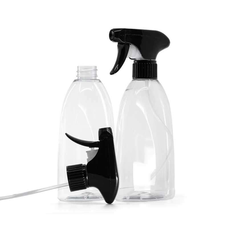 Bouteille de savon en plastique transparent, pulvérisateur à gâchette noir, 500 ml