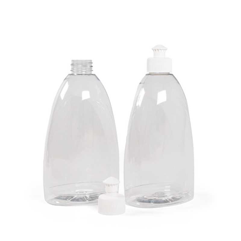 Flacon de savon en plastique transparent, Push-Pull blanc, 500 ml
