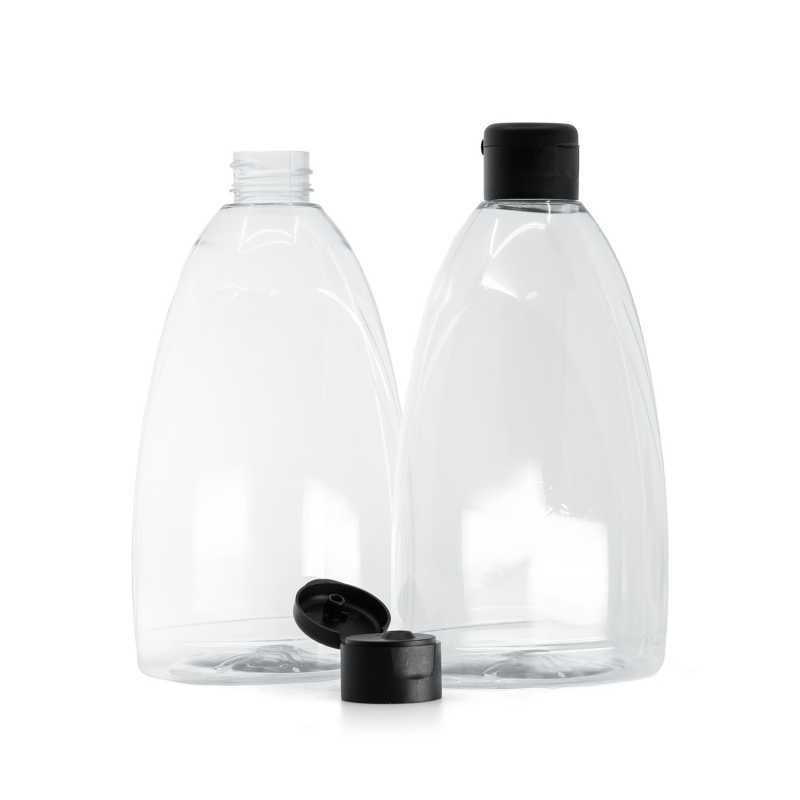 Flacon en plastique pour savon liquide, capsule service noire mate 28/410, 500 ml