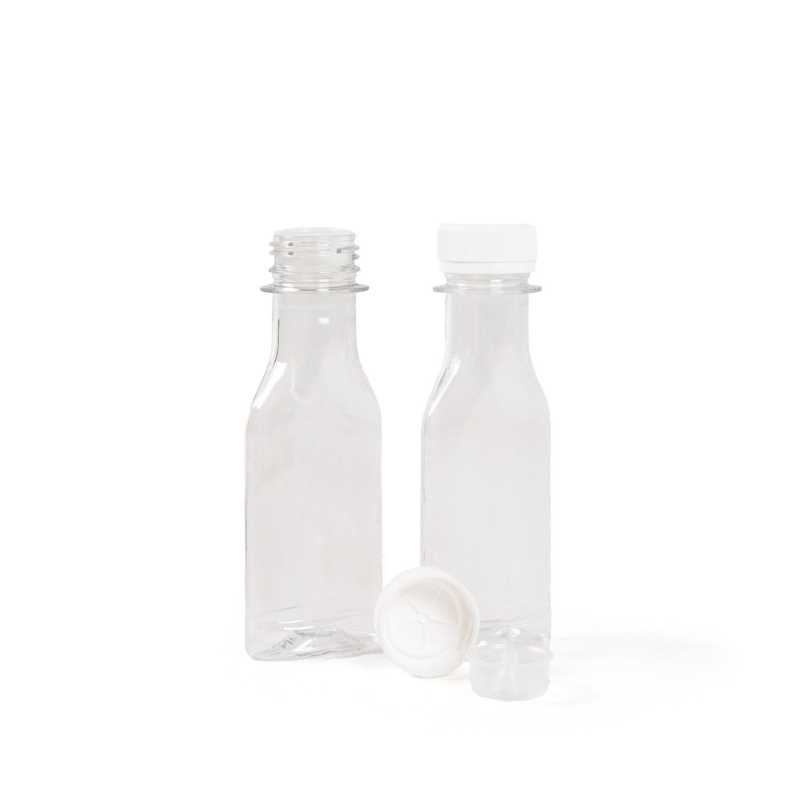 Flacon en plastique plat transparent, avec bouchon et compte-gouttes, 50 ml