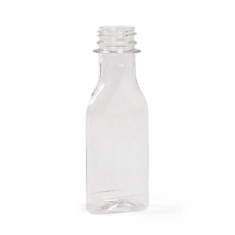 Bouteille plastique plate transparente, 28/410, 50 ml