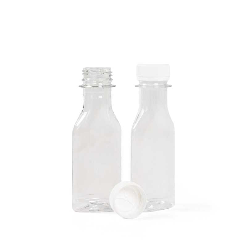 Flacon plat en plastique transparent, bouchon blanc, 50 ml, 100 pcs