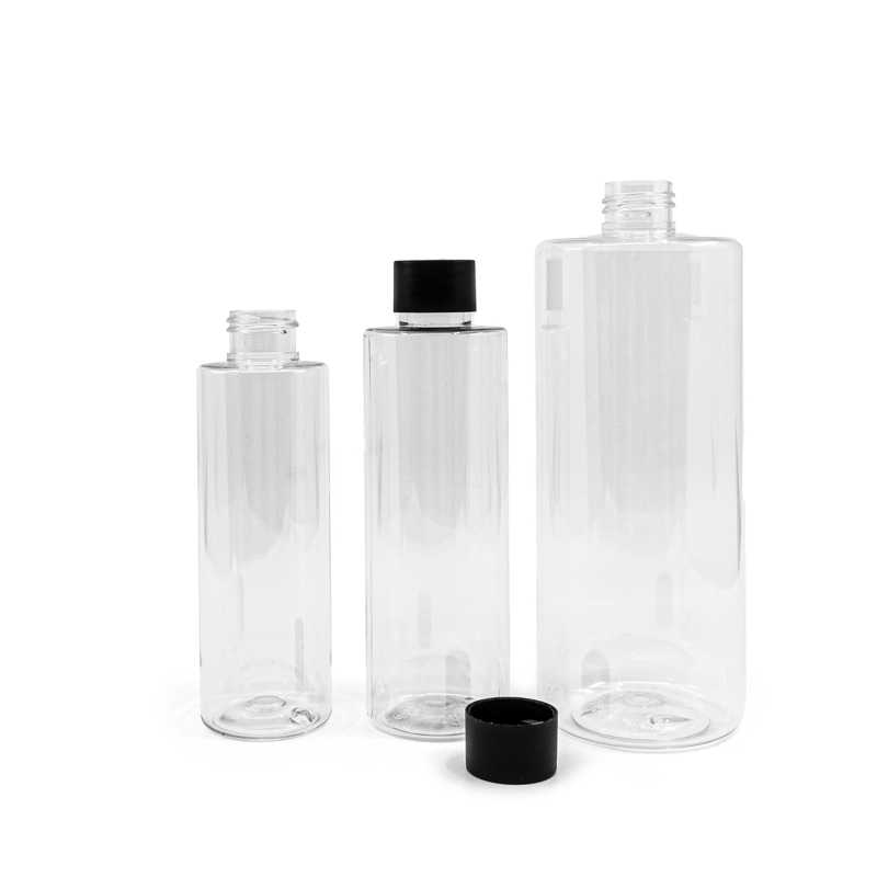 Bouteille en plastique transparent 24/410, bouchon en plastique noir mat, 500 ml