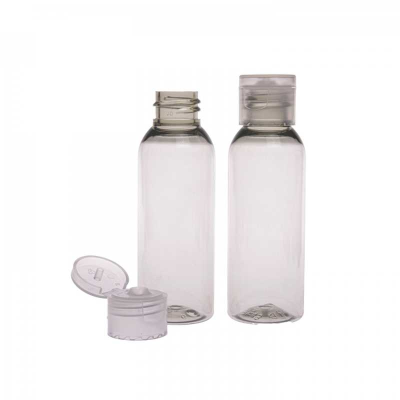 Bouteille en plastique recyclé avec couvercle rabattable, 50 ml
