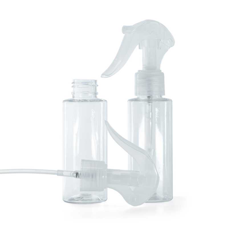 Flacon en plastique transparent, Mini Trigger Spray, Transparent, 100 ml