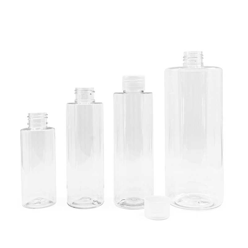 Bouteille en plastique transparent, bouchon en plastique transparent, 150 ml