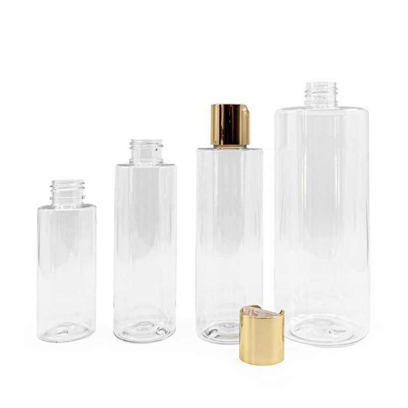 Bouteille en plastique transparent, bouchon à disque doré, 500 ml