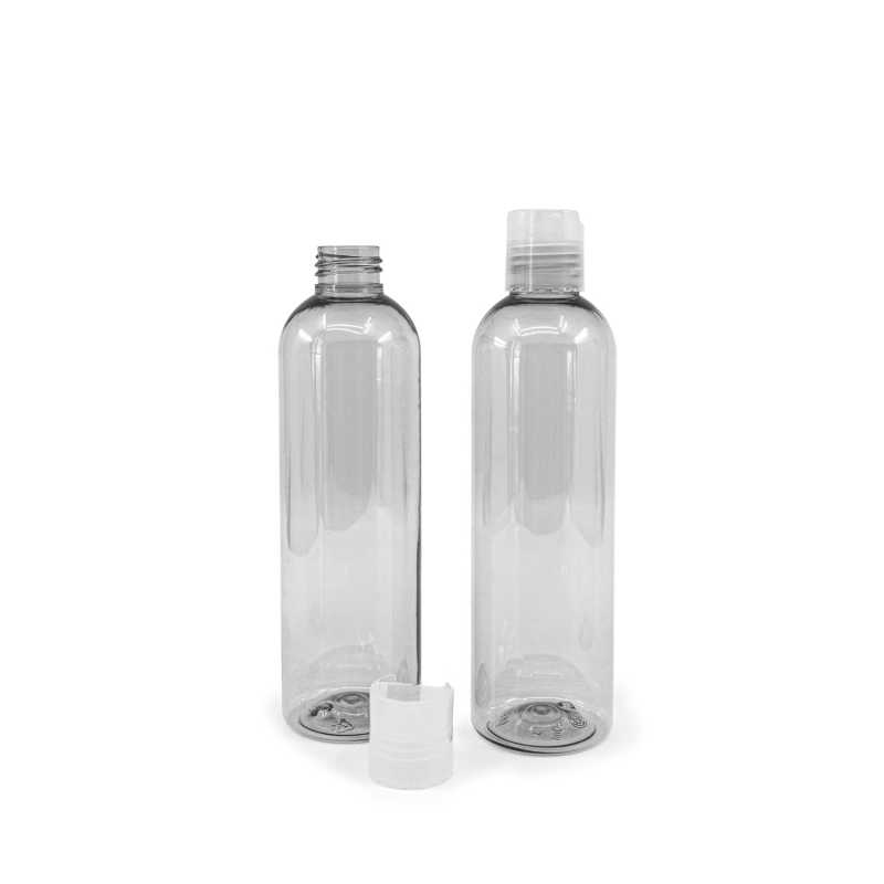 Bouteille en plastique recyclé, bouchon transparent, 250 ml