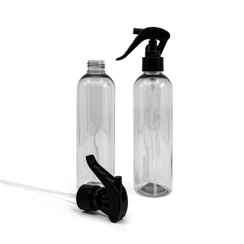 Bouteille en plastique recyclé, vaporisateur à gâchette noir, 250 ml