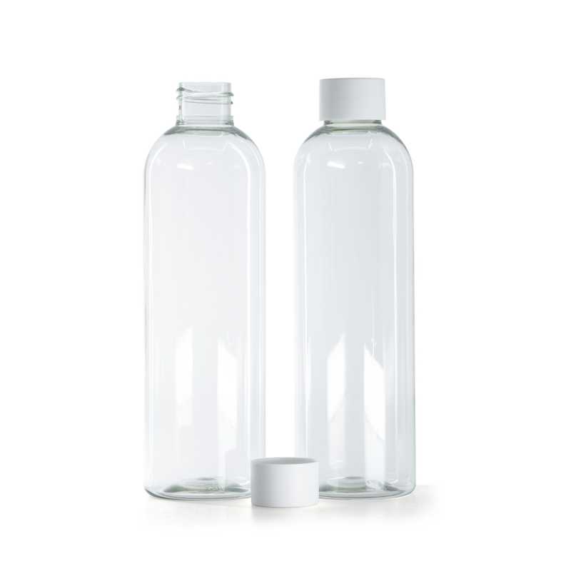 Flacon en plastique recyclé avec bouchon blanc mat, 250 ml